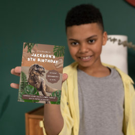 Convite de aniversário do Dinossauro Realista