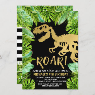 Convite de Aniversário do Dinossauro Roar Dino Par