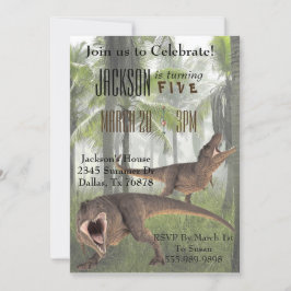 Convite de Aniversário do Dinossauro T-Rex Tyranno