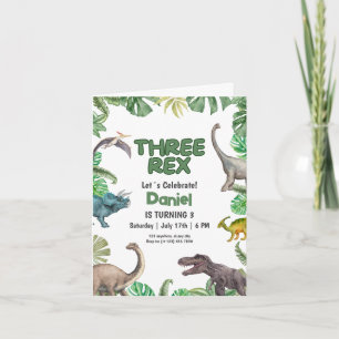 Convite de Aniversário do Dinossauro Três rex Fest