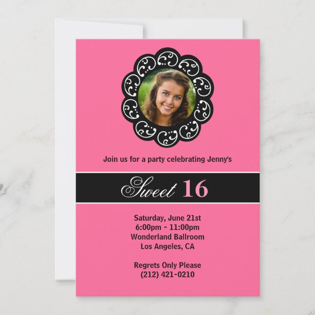 Convite de aniversário do doce 16 (Frente)