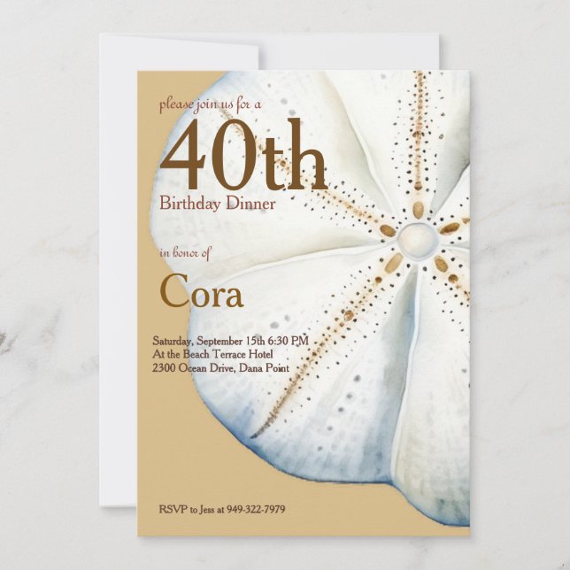 Convite de Aniversário do Dólar de Areia de Aquare (Frente)