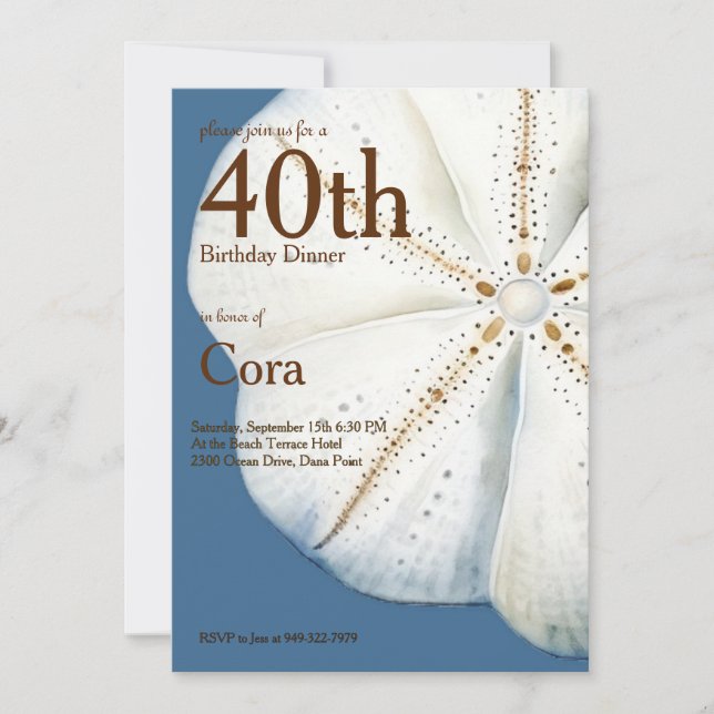 Convite de Aniversário do Dólar de Areia de Aquare (Frente)