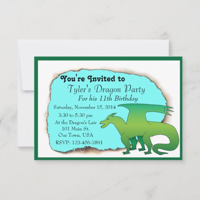 Convite de aniversário do dragão (Frente)