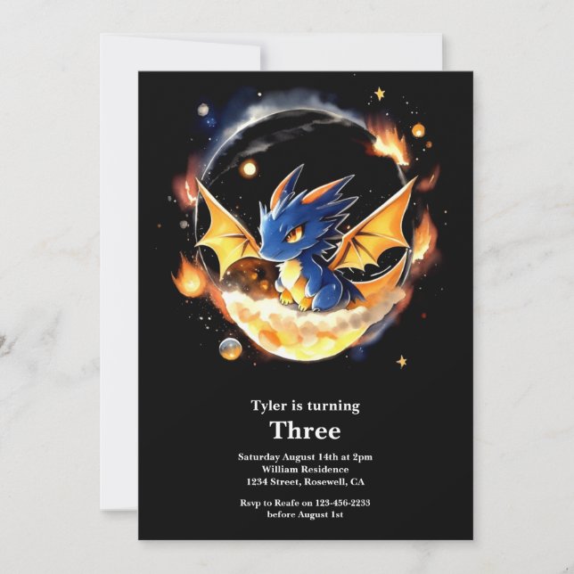 Convite de aniversário do dragão (Frente)