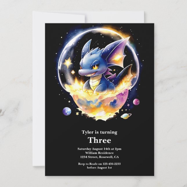 Convite de aniversário do dragão (Frente)