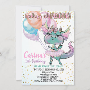 Convite de Aniversário do Dragão Cute