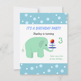 Convite de Aniversário do Elefante em Equilíbrio