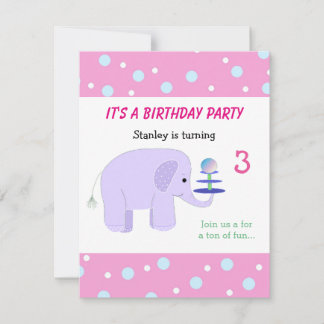 Convite de Aniversário do Elefante em Equilíbrio