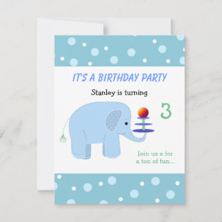 Convite de Aniversário do Elefante em Equilíbrio
