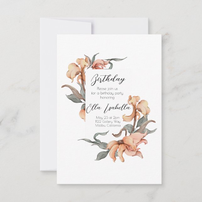 Convite de Aniversário do Elegant Floral 60TH (Frente)