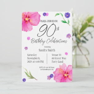 Convite de Aniversário do Elegante Watercolor Flor