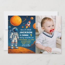 Convite de Aniversário do Espaço Exterior com foto