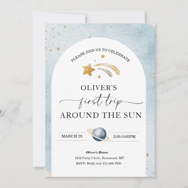 Convite de Aniversário do Espaço | Primeiro Aniver (Frente)