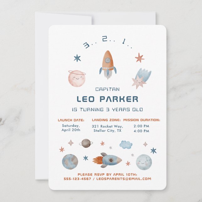 Convite de Aniversário do Espaço - Tema II do Fogu (Frente)