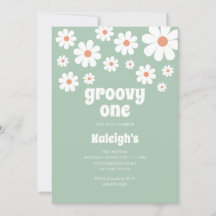 Convite de Aniversário do Estilo Retro Groovy One 
