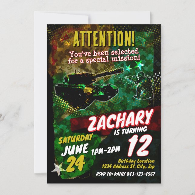 Convite de aniversário do Exército (Frente)