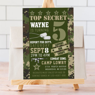 Convite de Aniversário do Exército Camo