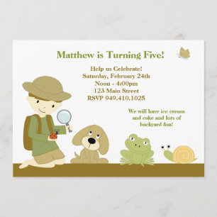 Convite de aniversário do explorador do quintal