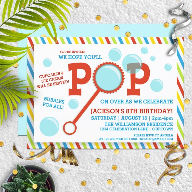 Convite de Aniversário do Festa de Bolhas do Menin (Criador carregado)