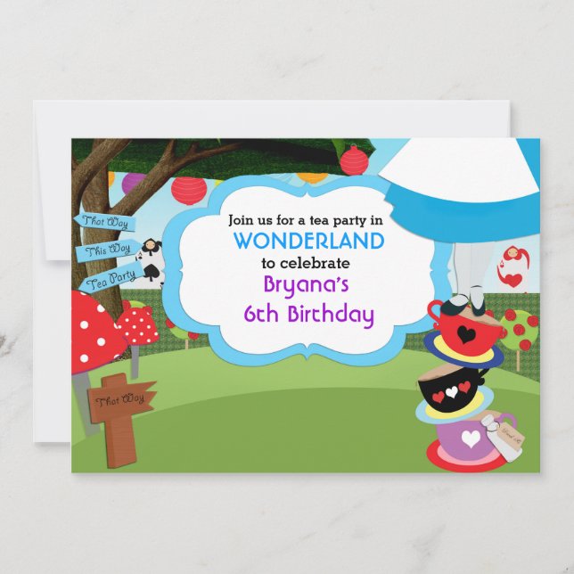 Convite de Aniversário do Festa de Chá Maravilha (Frente)