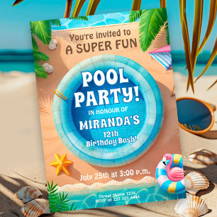 Convite de Aniversário do Festa de Piscina Flaming
