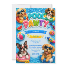 Convite de Aniversário do Filhote Pool Pawty 