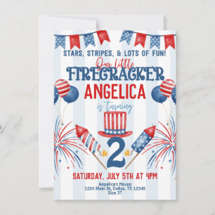 convite de aniversário do Fireworks em 4 de julho