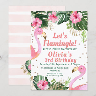 Convite de Aniversário do Flamingle Flamingo vamos