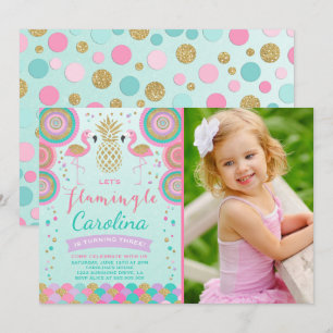 Convite de Aniversário do Flamingo Convite Convit