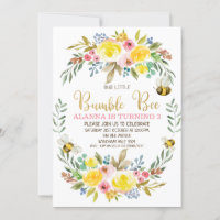 Convite de Aniversário do Floral Wreath Bumble Bee