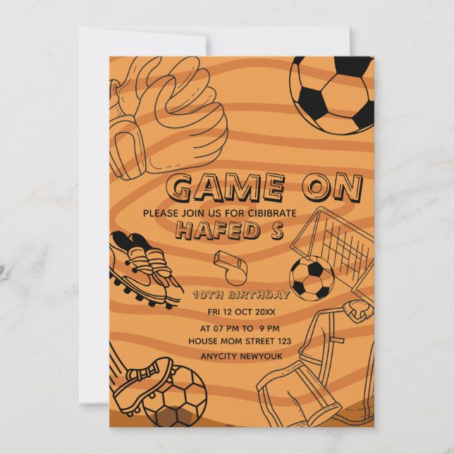 Convite de aniversário do futebol, Partido Editáve (Frente)