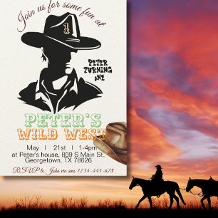 Convite De Aniversário Do Garoto Cowboy, Editável