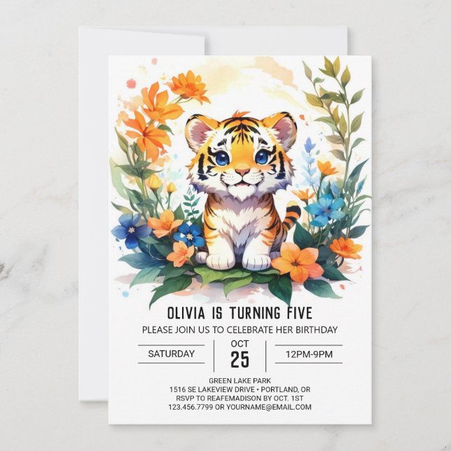 Convite de Aniversário do Garoto Tigre Imprimível (Frente)