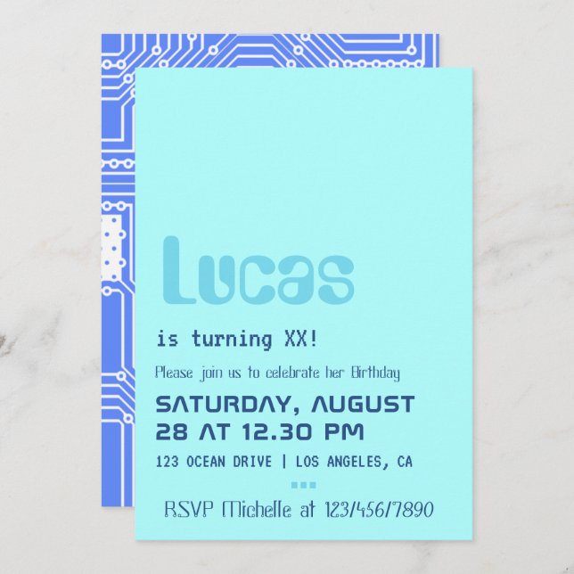 Convite de aniversário do Geek do computador (Frente/Verso)