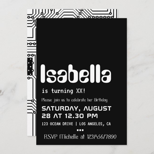 Convite de aniversário do Geek do computador (Frente/Verso)