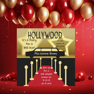 Convite de Aniversário do Glamor de Hollywood Per