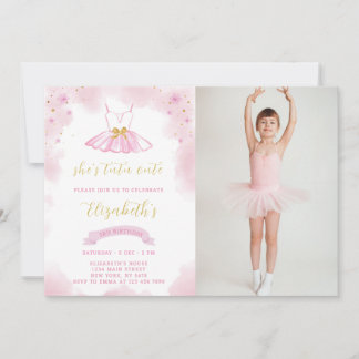 Convite De Aniversário Do Glitter Ballerina Com Fo