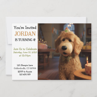 Convite de Aniversário do Goldendoodle no Estilo P
