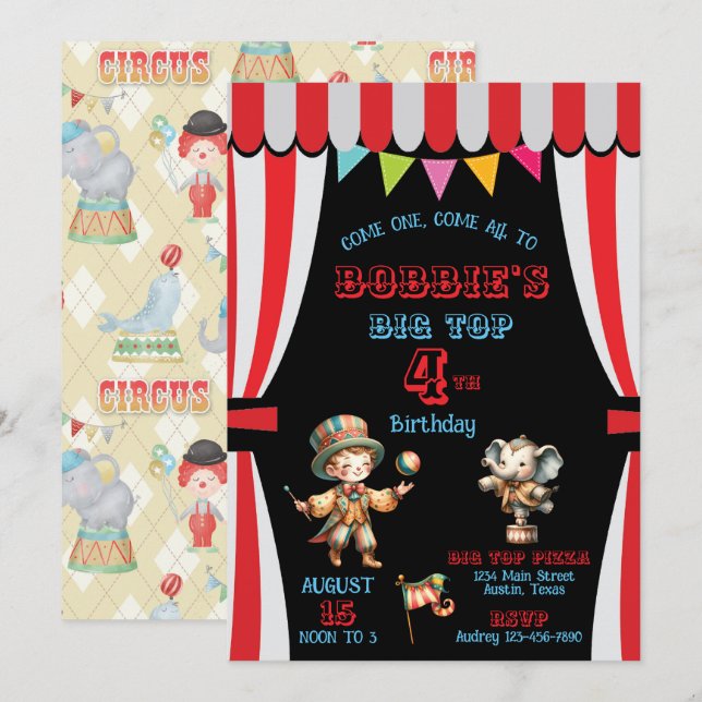 Convite de Aniversário do Grande Circo (Frente/Verso)