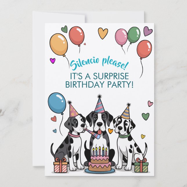 Convite de Aniversário do Great Dane (Verso)