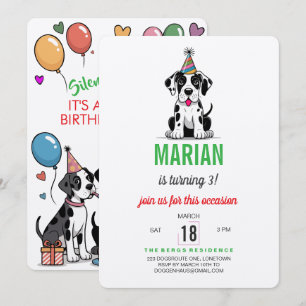 Convite de Aniversário do Great Dane