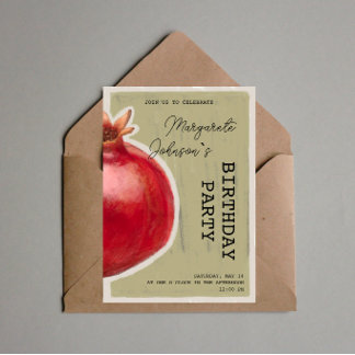 Convite de Aniversário do Green Chalk Pomegrane