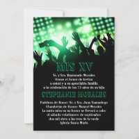 Convite de Aniversário do Green Rock Star Quincean