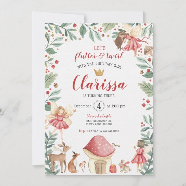 Convite de Aniversário do Jardim das Fadas Encanta (Frente)