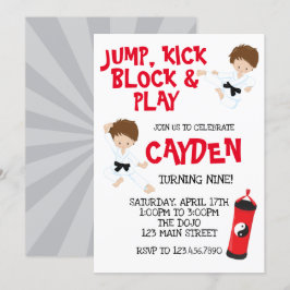 Convite de Aniversário do Karate Ninja Vermelho e 