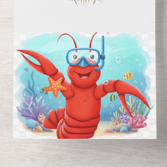 Convite de Aniversário do Lagarosta Vermelho Fofo  (Inferior Interna)