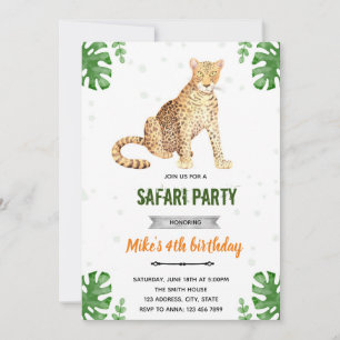 convite de aniversário do leopardo guepardo