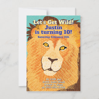 Convite de Aniversário do Lion com Envelope