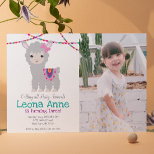 Convite de Aniversário do Llama Alpaca com Imagem